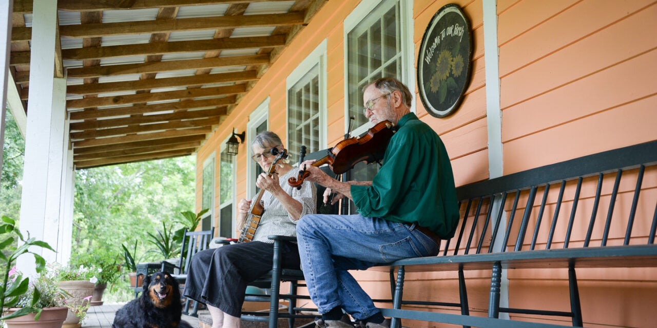 John Harrod making music the traditional way