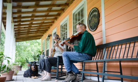 John Harrod making music the traditional way